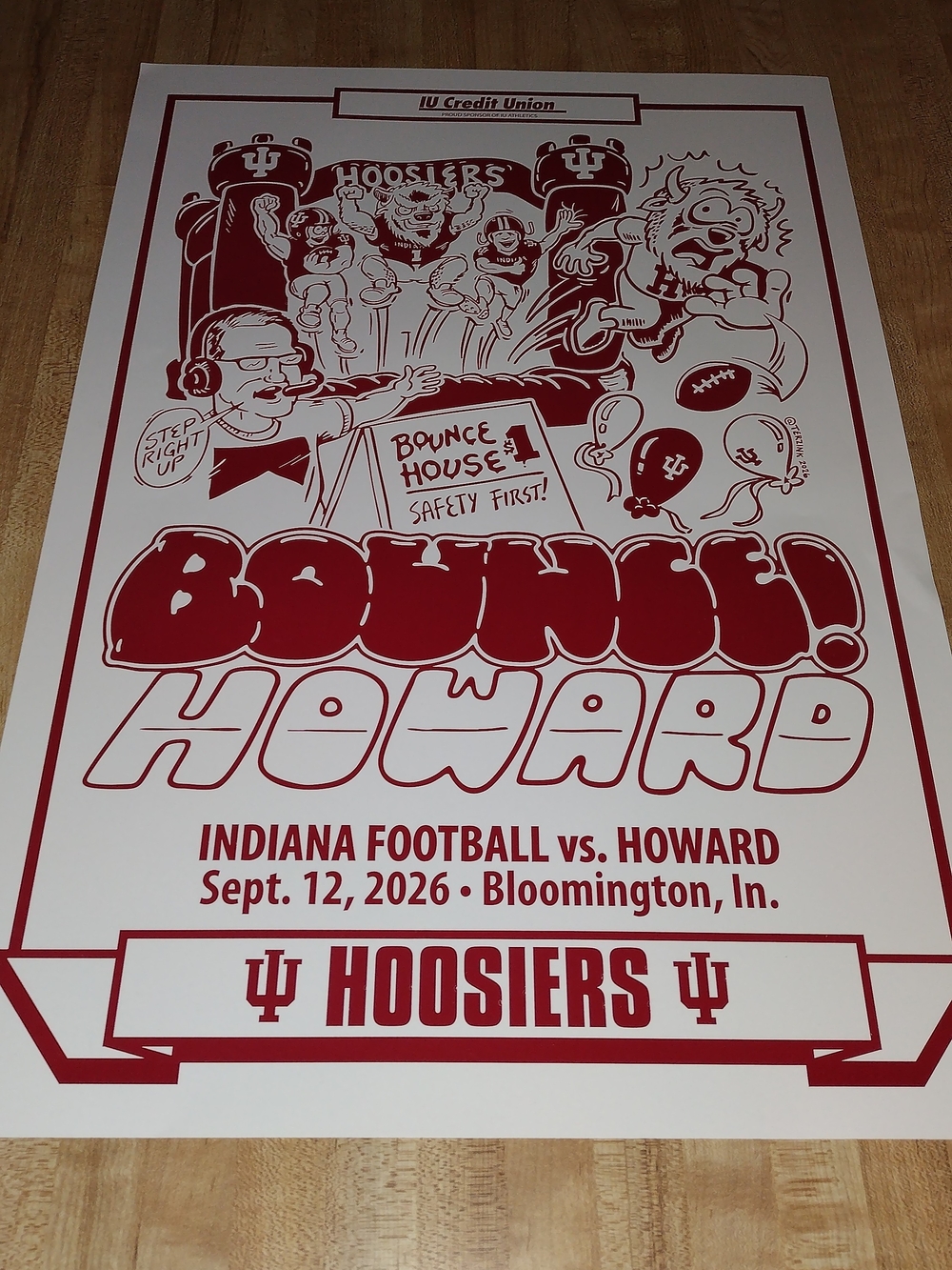 2026 Indiana University IU Football Week 2 Game Poster Howard Ships Flat!